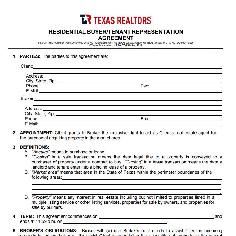 Buyer’s Rep Form, Establishes Clear Agency Relationship